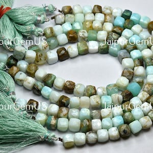 8 inch Strand, Natural Peruvian Opal Faceted Fancy Box Shape Beads, Size-8.00mm