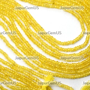 16 Inches Strand, Super Quality, 100% Natural Yellow Sapphire Gemstones Faceted Rondelles Shape Beads, Size-2.40-2.60mm Approx (YS-006)
