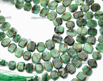 8mm green 7 strand natural EMERALD faceted precious gem stone fancy nugget beads 7mm