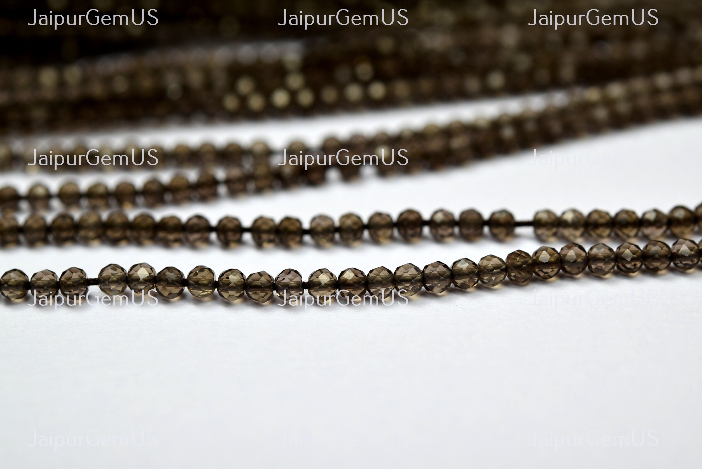 13 インチ ストランド、AAA+ 品質、天然スモーキークォーツ ファセット