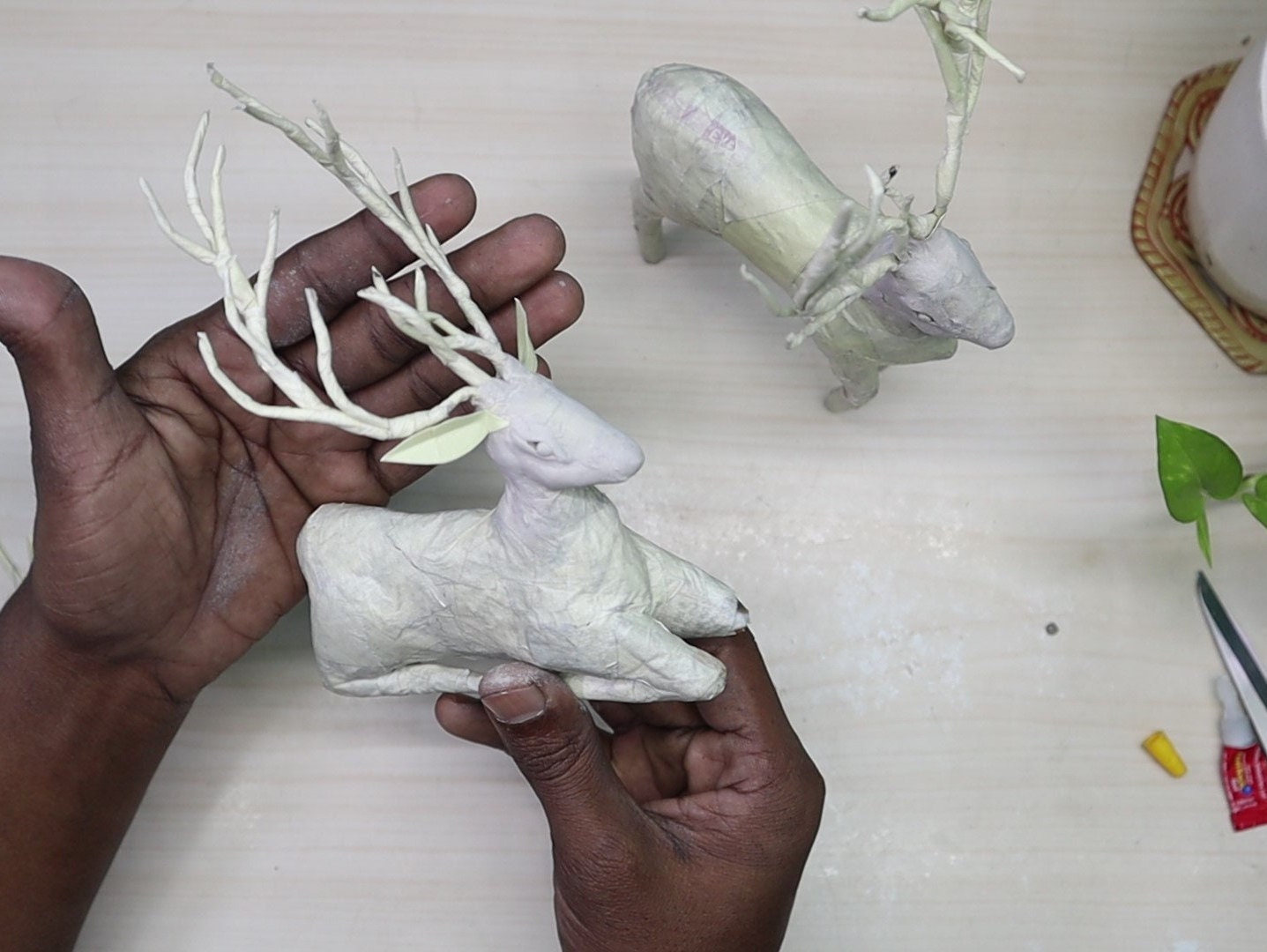 Papier Mache Reindeer Sculpture Papier Mache Home Décor Etsy