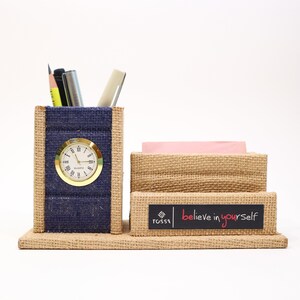 Jute Desk organizer, office accessories holder, Home & office supplies Storage, Pen/ Pencil Stationery Stand or holder, Eco-friendly