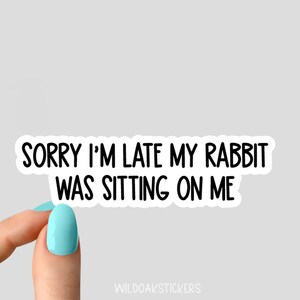 sorry im late my rabbit was sitting on me stickers, rabbit mom stickers, rabbit lover stickers, i love rabbits stickers, rabbit tumbler