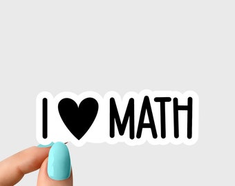 Sticker maths j'aime le coeur, stickers maths pour ordinateur portable, stickers maths bouteille d'eau, stickers gobelets, stickers maths, sticker prof de maths