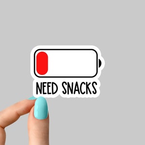 need snacks battery sticker, snacks sticker funny snack battery stickers, funny snacks stickers for tumbler and laptops, snacks sticker