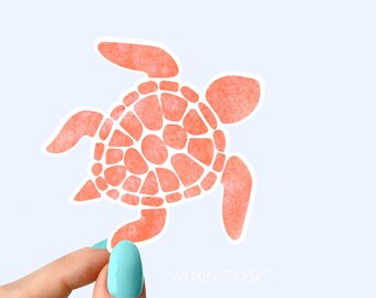 red watercolor turtle stickers, turtle watercolor sticker, turtle laptop decals, tumbler stickers, water bottle sticker, water bottle decal