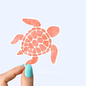 pegatinas de tortuga de acuarela roja, pegatina de acuarela de tortuga, calcomanías de computadora portátil de tortuga, pegatinas de vaso, pegatina de botella de agua, calcomanía de botella de agua