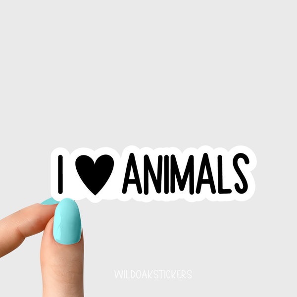i heart love animals sticker, animals funny sticker, laptop decal, animal tumbler sticker, water bottle sticker, water bottle