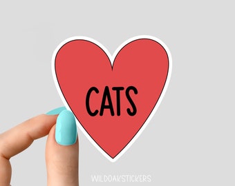 hart katten sticker, katten moeder sticker, grappige katten moeder stickers, kattenliefhebber stickers, bekerstickers, waterflessticker, waterflessticker