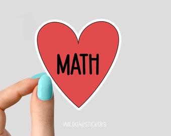 Sticker maths coeur, stickers maths pour ordinateur portable, stickers maths bouteille d'eau, stickers gobelets, stickers maths, stickers professeur de maths