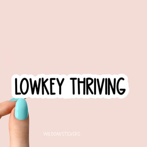 lowkey thriving stickers, happy sticker grind entrepreneur laptop stickers, motivational workout stickers, water bottle sticker, gym sticker