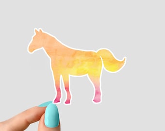 yellow watercolor horse stickers, horse watercolor sticker, horse laptop decals, tumbler stickers, water bottle sticker, water bottle decal
