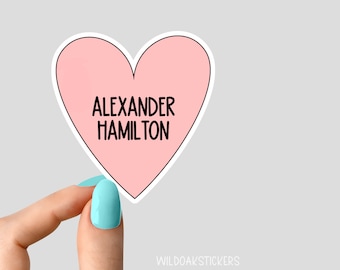 pink heart alexander hamilton sticker, i heart alexander hamilton history sticker, laptop decals, tumbler sticker, water bottle sticker