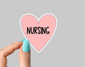 pink heart nursing nurse sticker, Nursing Sticker, Nurse Stickers Laptop Decals, inspirational for Water Bottles