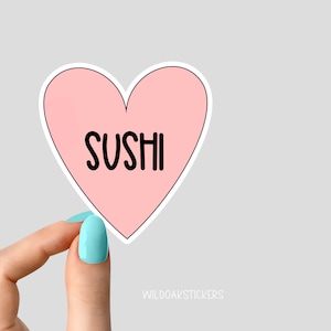 pink heart sushi sticker, i heart sushi, i love sushi stickers, sushi Laptop stickers, laptop decals, tumbler stickers, water bottle sticker