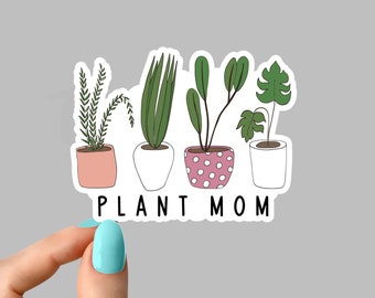 植物ママステッカー、鉢植え多肉植物植え付けステッカー、植物ライフステッカー、植物ラップトップステッカー、植物タンブラーステッカー