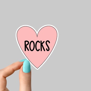 pegatinas de rocas de corazón rosa, pegatinas de ciencias de geología, me encantan las pegatinas de ciencias, pegatinas de geología