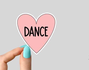 pink heart dance sticker, dancing stickers cheerleader sticker, cheer dance laptop decals, music tumbler stickers, jazz water bottle sticker