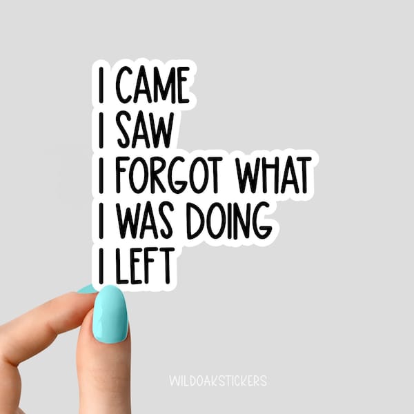 i came i saw i forgot what i was doing i left sticker, funny magnet funny introvert sticker, funny sticker, laptop decal, locker magnet