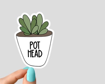 plant pot head sticker, succulent stickers, plant life stickers plant laptop stickers, plant tumbler stickers, plant water bottle sticker