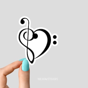 Sticker coeur clé musicale, sticker musique, autocollants musicaux, autocollants musique drôles, autocollants pour ordinateur portable, autocollants paroles de chansons,