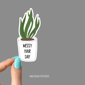 pegatina de planta en maceta del día del cabello desordenado, pegatinas de plantación suculentas de plantas en maceta, pegatinas de vida vegetal, pegatinas para portátiles, pegatinas de plantas