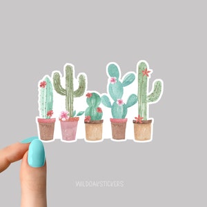 pegatina de cactus #1, pegatinas de cactus, pegatinas de vida vegetal, pegatinas para portátiles, pegatinas para vasos de plantas, pegatinas para botellas de agua de plantas