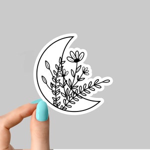 adesivo de flor da lua nº 1, adesivo de lua selvagem, adesivo engraçado da natureza, adesivos de laptop ao ar livre selvagem, adesivos de decalque de garrafa de água, adesivo de copo