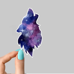 adesivos do universo lobo, adesivos de lobo, adesivos da natureza, adesivos da lua celestial, decalques de estrelas para laptop, adesivo de copo de acampamento,