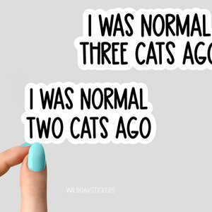 J'étais normal il y a deux chats autocollant, il y a trois chats normaux autocollant maman chat, autocollants drôles de maman chat, autocollants amoureux des chats, autocollants gobelets