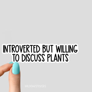 introvertido pero dispuesto a discutir pegatinas de plantas, hashtag pegatinas de mamá de plantas, pegatinas de vida vegetal pegatinas de plantas portátiles, vaso de plantas