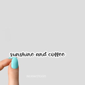 pegatina de sol y café, pegatinas divertidas, calcomanías para portátiles, pegatinas para vasos, pegatinas de café, pegatinas para botellas de agua