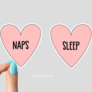 pink heart naps sticker, pink heart sleep stickers, funny nap stickers for tumbler and laptops, nap sticker decals, I need a nap low battery
