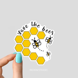 honeycomb save the bees stickers, bees sticker, animal laptop decals, bee tumbler sticker, bee water bottle sticker, fun water bottle decal