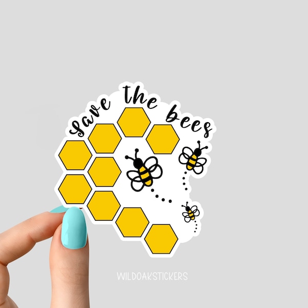 honeycomb save the bees stickers, bees sticker, animal laptop decals, bee tumbler sticker, bee water bottle sticker, fun water bottle decal