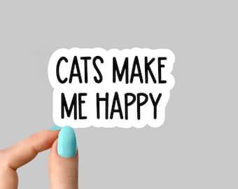 katten maken me blij sticker, kattensticker, kattensticker, kattenmoedersticker, grappige kattenmoederstickers, kattenliefhebbersticker, bloemstickers, dier