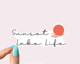 sunset lake life sticker, lake life stickers, sunset stickers, lake stickers, laptop stickers, water bottle stickers, tumbler stickers
