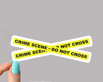 crime scene tape stickers, true crime podcasts stickers, funny stickers, crime laptop decals, crime tumbler stickers, crime water bottle