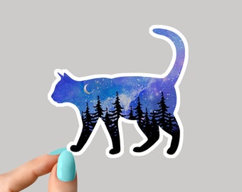 cat galaxy moon sticker, cat mom sticker, funny cat mom stickers, cat lover stickers,  tumbler stickers, water bottle sticker