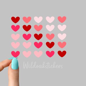 Valentines day mini hearts Stickers, 25 Pieces Mini Valentines Day set, retro heart stickers, mini heart stickers, mini water bottle sticker