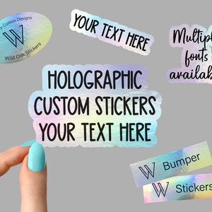 NEW your text here holographic vinyl stickers, custom logo holographic vinyl stickers, custom bumper sticker holographic vinyl custom logo