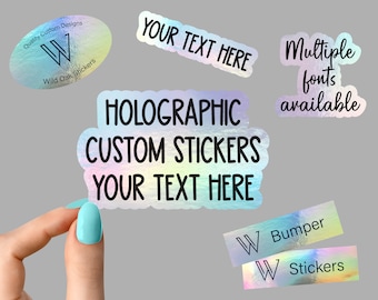 NIEUW uw tekst hier holografische vinylstickers, aangepaste logo holografische vinylstickers, aangepaste bumpersticker holografisch vinyl aangepast logo