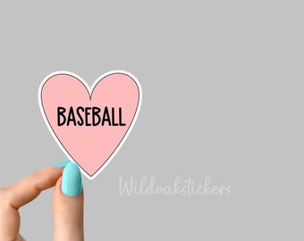 roze hart honkbalstickers, liefde honkbal honkbal stickers, honkbal moeder stickers, laptopstickers, stickers honkbal waterfles,