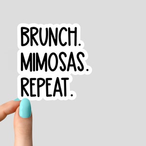 decalcomania ripetizione mimose brunch, adesivi divertenti, decalcomanie per laptop, adesivo per bicchiere mimose, adesivo per vino, adesivo per bottiglia d'acqua