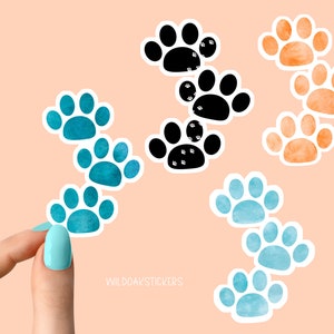 Mini Katzenpfoten Aufkleber, Aquarell Katzenpfoten Aufkleber, lustige Katzenpfoten Aufkleber, Katzenliebhaber Aufkleber, Becher Aufkleber