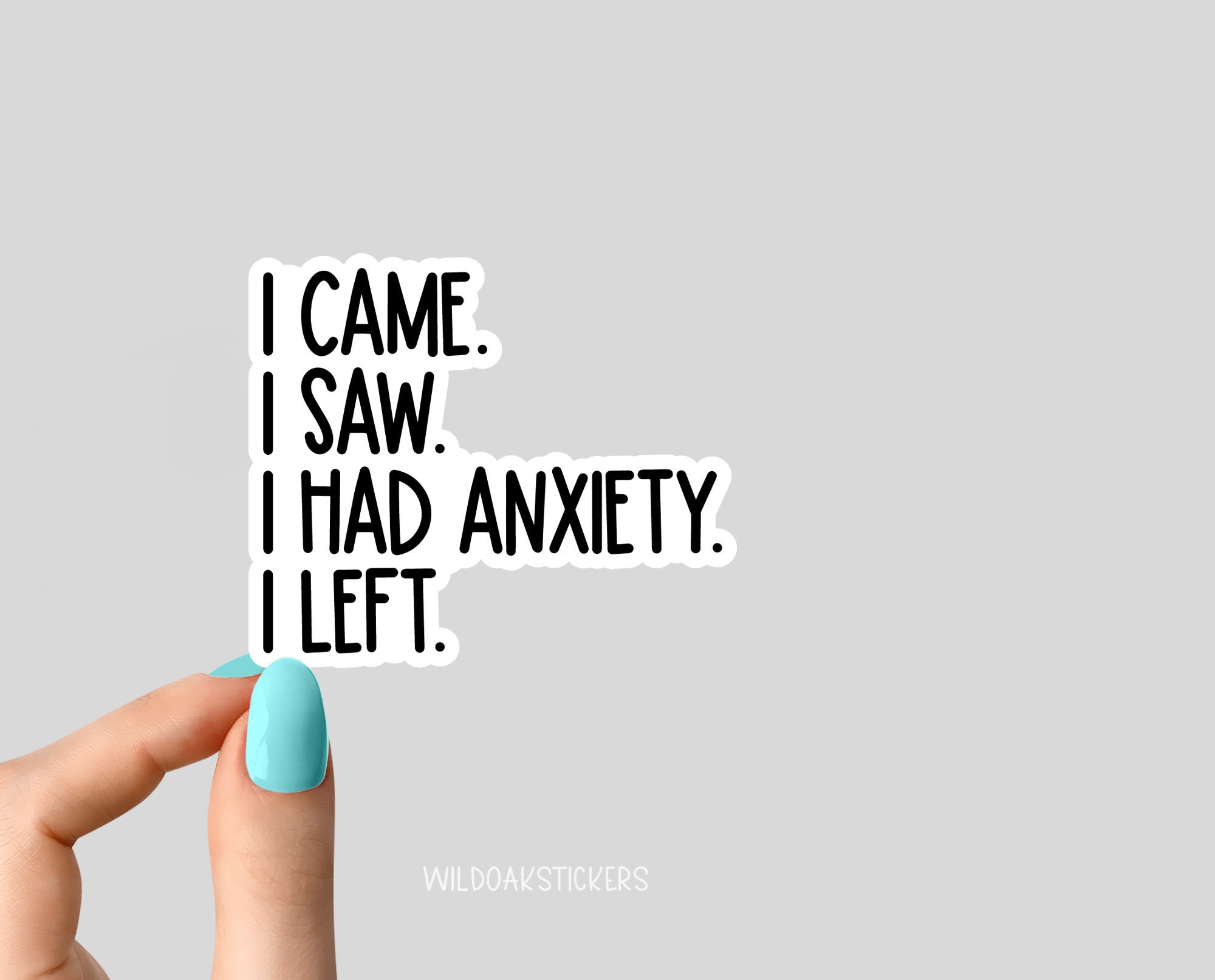i came i saw i had anxiety i left sticker, funny introvert sticker, funny sticker, laptop decal, anxiety tumbler sticker, anxiety sticker