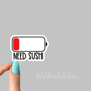 need sushi battery sticker, i heart sushi, i love sushi stickers, sushi Laptop stickers, laptop decal, tumbler sticker, water bottle sticker