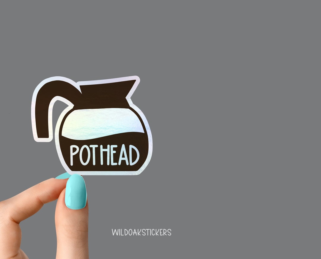 Holographic Coffee Pot Head Coffee Sticker, Holographic Funny Sticker ...