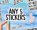 Any 5 Stickers, sticker bundles, vinyl stickers for laptops, water bottles and tumblers, sticker custom pack, choose your own sticker bundle 
