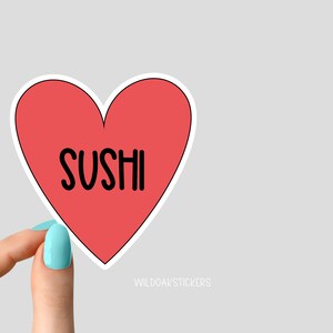 heart sushi sticker, i heart sushi, i love sushi stickers, sushi Laptop stickers, laptop decals, tumbler stickers, water bottle sticker